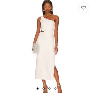 Bardot white Jenna dress with one shoulder in white